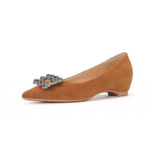 Zapatos planos de gamuza sintética con punta en pico y hebilla de diamantes de imitación, zapatos de ballet cómodos para primavera para mujer, talla 35 a 40 - Product Image 5