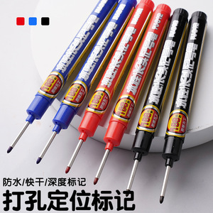 Rotulador de punta larga con tinta permanente y punta metálica para madera, azulejos, construcción y marcado de agujeros profundos - Product Image 1
