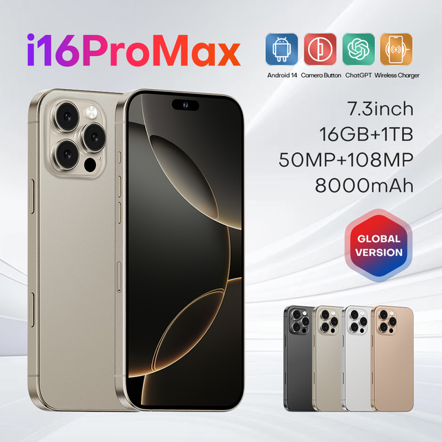Phone 16 Pro Max Wireless Charging 12GB+512GB Smartphone 5g Cellphone 6.7inch Screen Dual Sim Card I 16 Phone 5g De Smartphone