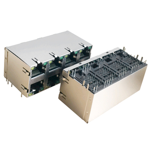Ethernet giao diện <span class=keywords><strong>RJ45</strong></span> Modular <span class=keywords><strong>Jack</strong></span> 8P8C hàng tăng gấp đôi xếp chồng lên nhau 2x4 8 cổng RJ-45 Conector - Product Image 3