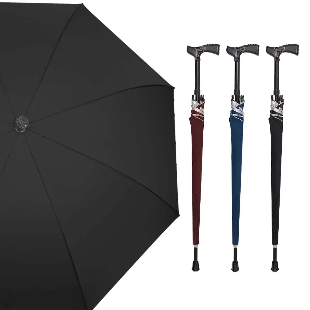 Outdoor Mountain Climbing Strong Wind Protection Luxury Large Self Defense Cane Straight Golf Umbrella With Logo