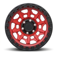 Velg Off-Road Aluminium Alloy Forged Beadlock Dua Warna Merah Hitam, Desain Monoblock Heavy-Duty High-Load, PCD ET Kustom