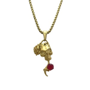 yunnique Skull Pendant <b>Necklace</b> Golden <b>Ruby</b> Inlay Claw Setting Hip Hop Fashion Jewelry - Product Image 5