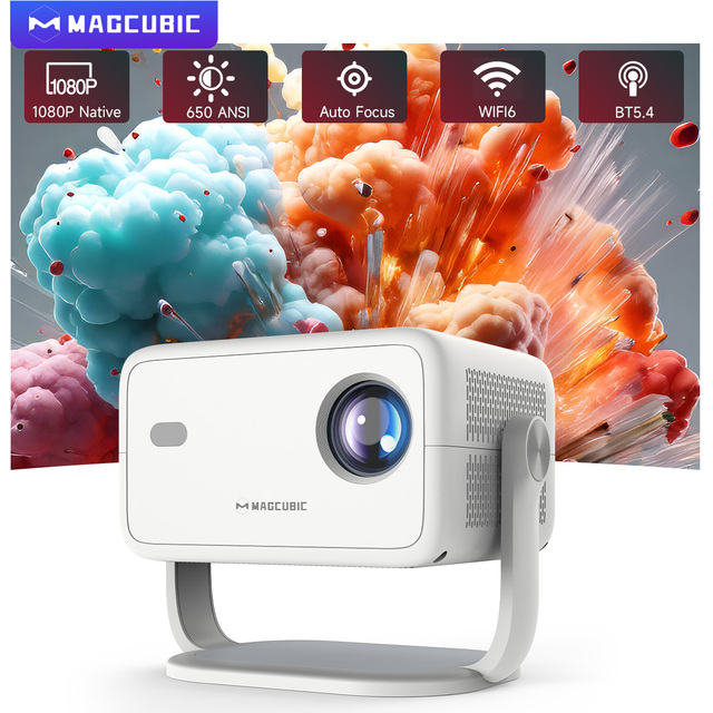Magcubic L018 Portable Home Theater Projector | 650 ANSI Native 1080P 8K Support Auto Focus Android 14 BT5.4 WiFi6
