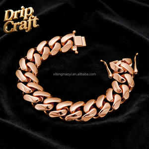 Collier chaîne cubaine en or rose hip-hop, acier inoxydable <span class=keywords><strong>de</strong></span> qualité supérieure/acier titane, style fin, plaqué or véritable - Product Image 2