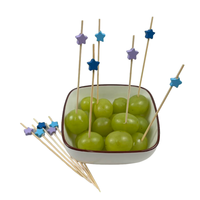 100 pièces bleu violet étoile salade bambou bâton Cocktail décoration cure-dents mariage fête d'anniversaire