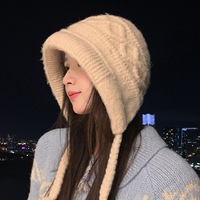 Gorro de Punto Grueso Estilo Raffa, Diseño Coreano Retro Jacquard, Te Hace Lucir Más Delgado, Gorro de Invierno a Prueba de Viento