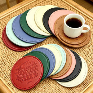 Personalized Round Leather Coasters | Waterproof Heat Resistant <b>Bar</b> <b>Mats</b> for Corporate Gifts - Product Image 4