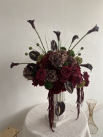 Bouquet de fleurs de mariage QSBD, calla lily bordeaux, centre de table de mariage, arrangement floral d'hortensia vert, décoration