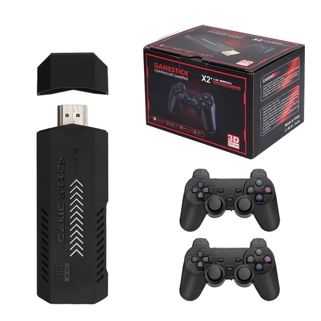 X2 PLUS Video Game Stick 4K HD Output TV Game Console Double Controller 20,000+ Retro Games for PSP/PS1/FC/MAME/GBA