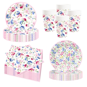 อุปกรณ์จัดงานปาร์ตี้ดอกไม้ป่า DAMAI จานกระดาษลายดอกไม้ ผ้าเช็ดปาก ชุดภาชนะสำหรับงานปิกนิกฤดูใบไม้ผลิ ฤดูร้อน งานแต่งงาน งานวันเกิด งานเลี้ยงน้ำชา - Product Image 5