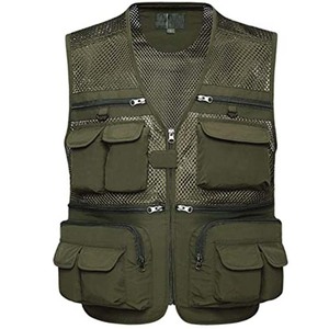 Venta al por mayor de encargo de gran tamaño de los hombres reportero fotógrafo pesca Muti bolsillo de carga Chaleco de malla - Product Image 5