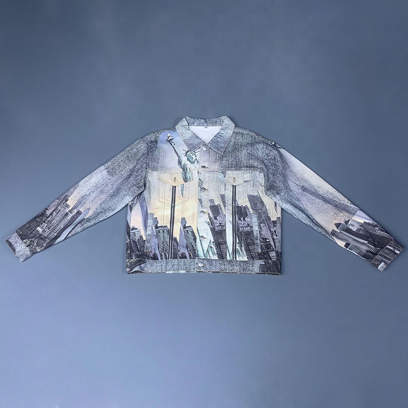 Custom Men s Printed Denim Coat
