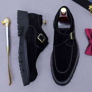 Mocasines de Plataforma para Hombre con Hebilla Retro, Punta Redonda, Suela Gruesa, de Cuero Mate y Ante, con Tacón Alto y Piel Sintética en la Suela - Product Image 5