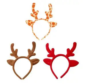 Noël fourrure Animal corne de cerf cheveux cerceau en peluche bois bandeaux dessin animé casque
