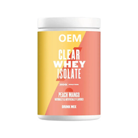 Poudre de protéines de lactosérum transparente à marque privée OEM, adaptée aux adultes, compatible Keto, sans soja, faible en glucides, boisson protéinée transparente