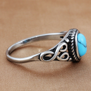 Men's Stainless Steel Oval Black Stone <b>Ring</b> Retro Punk Style Bezel Setting Everyday Wear Size 28 - Product Image 3