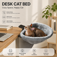 Lit de bureau moderne et robuste pour chat, à fixation par pince, pivotant, en peluche, semi-circulaire, gain de place, pliable, suspendu