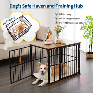 กรงสุนัขแบบทันสมัย ทำจากไม้และโลหะ ทนทาน ป้องกันความเสียหาย ดีไซน์ปลอดภัยและยืดหยุ่น ให้การป้องกันแบบแยกส่วน - Product Image 3