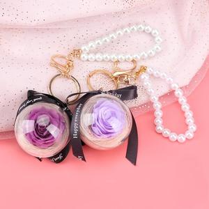 5.5cm éternelle Rose fleur acrylique boule porte-clés conservé fleur sac pendentif voiture suspendu préservé fleur porte-clés - Product Image 2