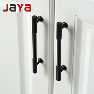 JAYA High Quality Striped <strong>Brass</strong> Single Hole Drawer Cabinet Door Copper Handle Black Wardrobe Door Handle - Product Image 1