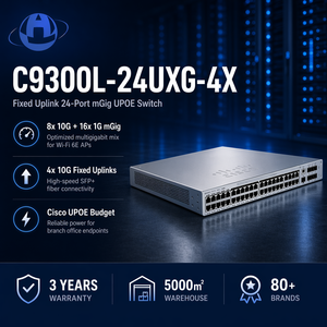 สวิตช์อีเทอร์เน็ตแบบ StackWise รุ่น C9300L-24UXG-4X 24 พอร์ต UPOE 8x10G มัลติกิกะบิต 4x10G ฟิกซ์อัปลิงค์ สำหรับองค์กร - Product Image 1