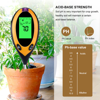 Vente flash - Testeur de sol numérique 4 en 1 professionnel avec écran LCD - Température, humidité, luminosité du soleil, pH - Testeur de sol pour plantes de jardin