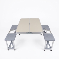 Ensemble de meubles d'extérieur de haute qualité, table à manger extensible et pliable en aluminium avec banc et 4 chaises pour utilisation dans les parcs et les hôtels