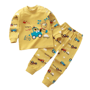Ensemble de pyjamas à manches longues en coton avec imprimé de voiture de dessin animé pour garçons, vêtements de nuit doux et confortables pour le printemps - Product Image 1