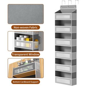 Over The Door Organizer 6 Tier Grey <b>Hanging</b> <b>Storage</b> With 17 Pockets For Closet Bathroom Bedroom Use - Product Image 2