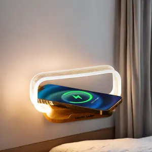 Mini lampe de table de style ferme Art déco avec design géométrique lumière LED contrôle tactile corps en ABS pour application de chambre à coucher