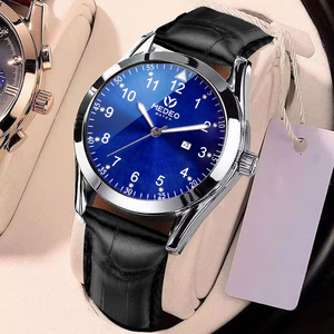 MEDEO MD703 รุ่นใหม่ล่าสุด นาฬิกาข้อมือผู้ชาย สายหนังหรูหรา ตัวเรือนสแตนเลสสตีล ขนาด 24 มม. ระบบอนาล็อก Miyota กันน้ำ 3BAR - Product Image 1