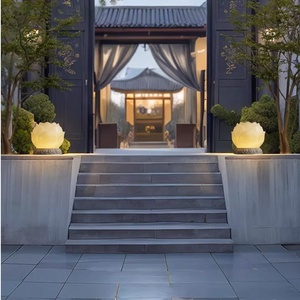 Exterior impermeable LED paisaje patio luces jardín decoración ambiente flor de loto lámpara <span class=keywords><strong>Solar</strong></span> con columna faros - Product Image 3