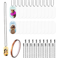 Plaques vierges en aluminium pour sublimation, pour médailles d'identification pour chien, avec chaîne, imprimables double face, 1 mm, pour pendentif photo ou logo DIY