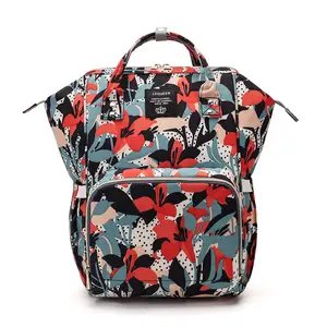 Lequeen bolsas de maternidade, bolsas infantis para maternidade, mochila com estampa de flores e poliéster