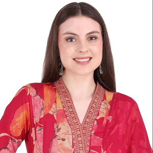 <b>Women</b> Floral <b>Kurta</b> Set with Dupatta Stylish Red <b>Kurta</b> Set Chiffon Printed <b>Women</b> <b>Kurta</b> Set for Festive and Casual Wear - Product Image 1
