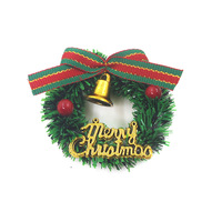 Mini couronne de Noël 2026 avec nœud et clochette, accessoires miniatures pour maison de poupée