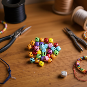 Perline Ilan a Forma di Dado 8x8mm Multicolore per Creazione di Gioielli - Product Image 3