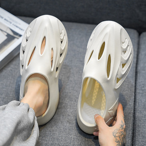 Men's Summer Soft Soled Comfortable <b>Clogs</b> Thick Sole Non Slip Outdoor Home Wear White Black Dark Gray Slip On Shoes - Product Image 4