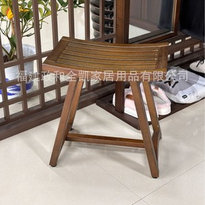 Tabouret de salle de bain en teck massif Ruoyi 45,7x30,5x45,7 antidérapant pour la maison, les personnes âgées, les femmes enceintes, la douche et le changement de chaussures - Product Image 1