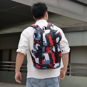Casual Sports <b>Backpack</b> Camouflage Blue Waterproof Laptop Compartment Men's Outdoor Travel <b>Backpack</b> - Product Image 5