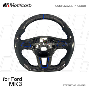 Volant en fibre de carbone personnalisé avec poignées en microfibre pour Ford Focus MK3 RS ST ST-Line 2015-2018, amélioration de l'intérieur de la voiture - Product Image 2