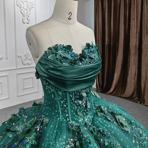 Vestido de Noche Verde sin Tirantes Jancember 6521-1 para Mujer, Vestidos Largos de Fiesta, Talla Grande, Chifón con Plumas, para Quinceañera - Product Image 6