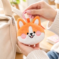 Porte-monnaie en peluche Corgi personnalisé avec porte-clés, sac mini en peluche doux en forme de chiot avec fermeture éclair