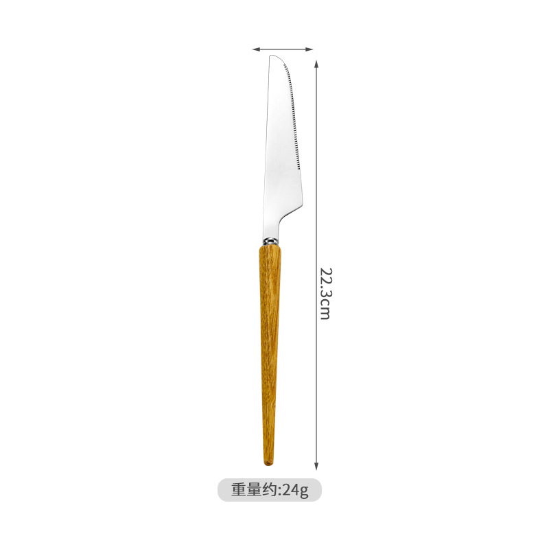 Madera de fresno puntiaguda - cuchillo de mesa
