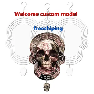 OEM Freeshiping التسامي الرياح المغازل الفراغات السائبة 3D الألومنيوم تتناغم الرياح الحركية النحت الدوار تعليق زخارف