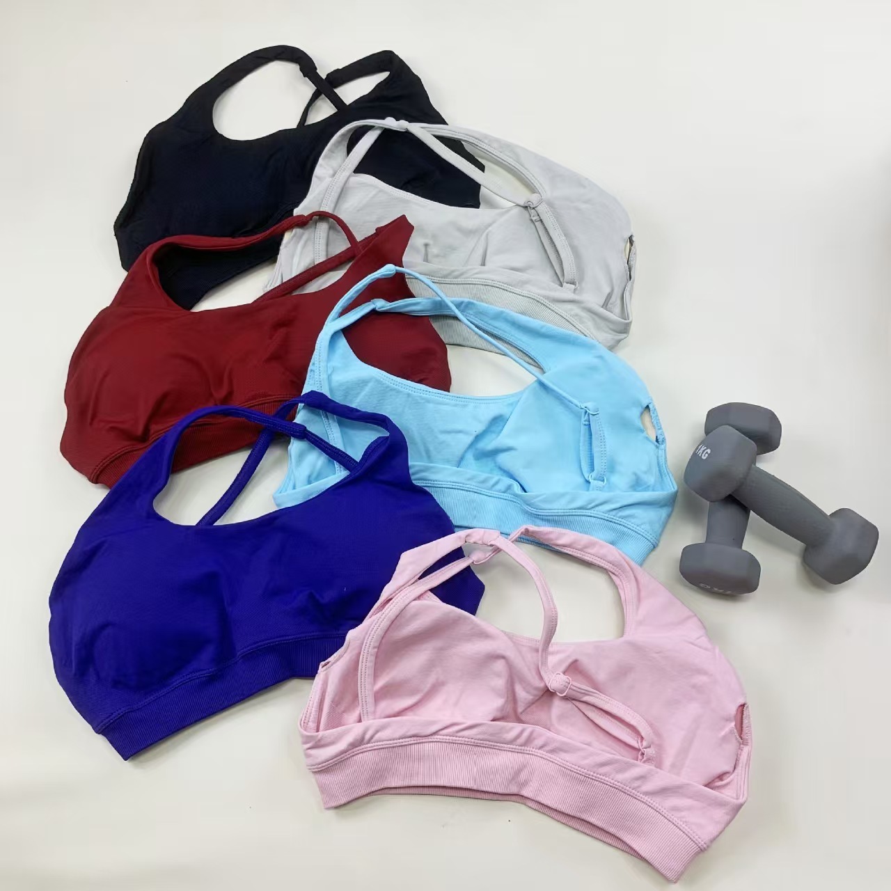 Ultrafine Matte Nylon Sports Bra Highly Elastic Backless Large Hanger Plus Size Breathable Yoga Bra Underwear Waterproof Plaid