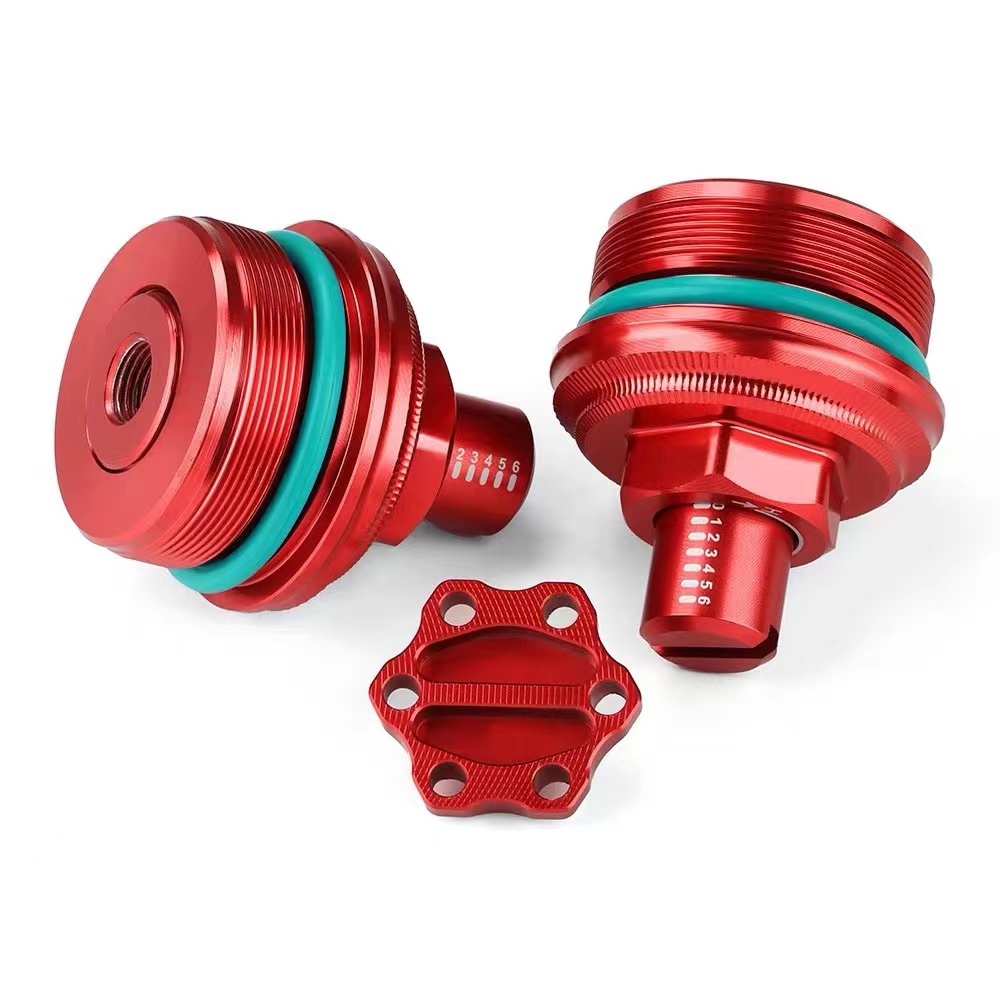 Cnnono8 1pc Preload Adjuster Absorber Fork Bolts Cap Screw Motorcycle Aluminium Red For For Yamaha YZF-R3 MT-03 19-23 Motorbike