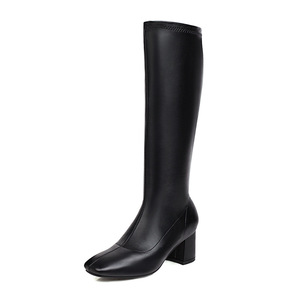 Bottes longues pour femmes 2022 printemps automne bottes hautes blanches genou Rider Style chaud bottes moyennes fines - Product Image 5
