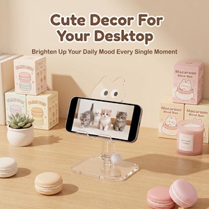 Low MOQ Big Eye Cat Acrylic Phone Tablet Stand Custom Logo 180&deg; Adjustable Foldable Desktop Holder for Desk Decor - Product Image 6